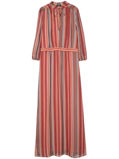 Liu •jo Striped Split-neck Maxi Dress In Multicolour