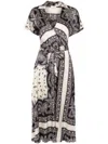 LIU •JO LIU JO MIDI VISCOSE DRESS WITH BANDANA PRINT