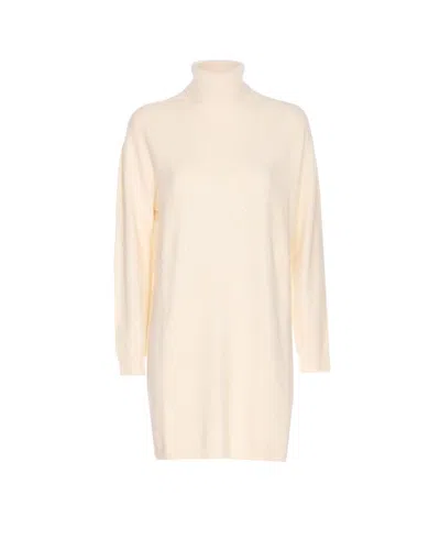Liu •jo Turtleneck Long Sleeve Glitter Sequin Dress In Neutral