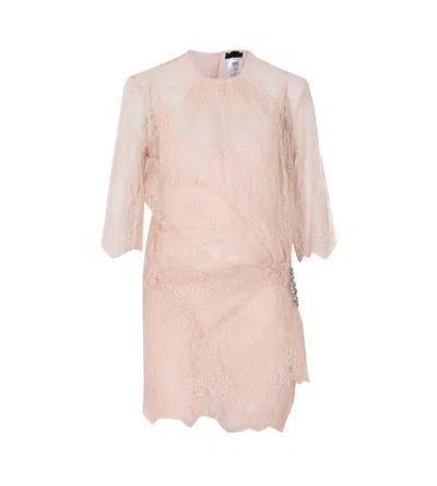Liu •jo Lace-overlay Crystal-embellished Dress In Pink