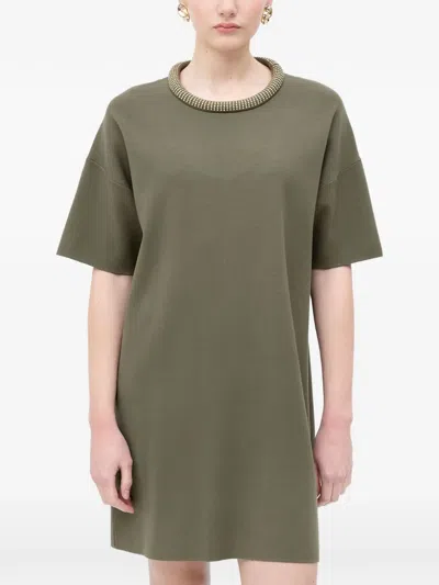 Liu •jo Drop-shoulder Dress In Green