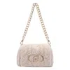 Liu •jo Crossbody Bag With Chain And Knit Texture In White
