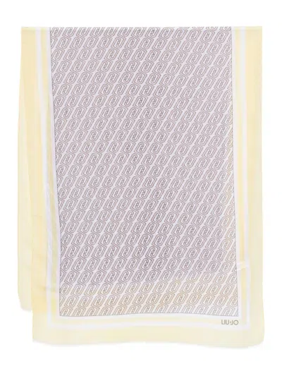 Liu •jo Liu Jo Ecru Multicolour Wool Patterned Scarf In Purple