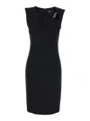 LIU •JO BLACK SHEALTH DRESS WITH CHAIN DETAIL  IN TECHNO FABRIC STRETCH WOMAN