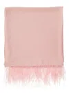 LIU •JO PINK STOLE WITH FEATHERS TRIM IN FABRIC WOMAN