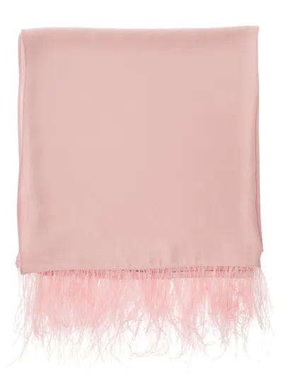Liu •jo Pink Stole With Feathers Trim In Fabric Woman