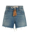 Liu •jo Edge-trimmed Belted Denim Shorts In Blue