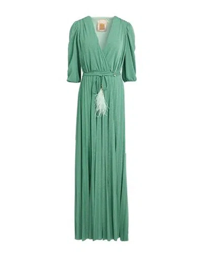Liu •jo Eid Collection Woman Maxi Dress Green Size 2 Viscose, Polyamide, Polyester, Elastane