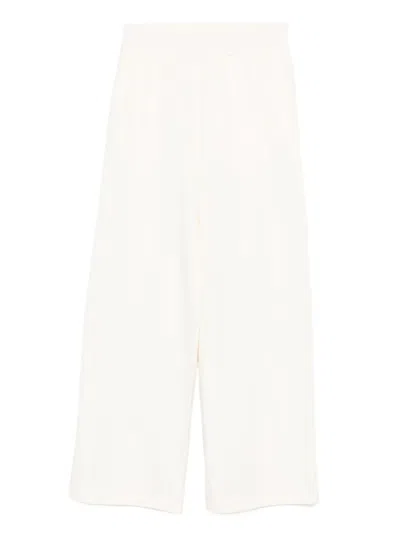 Liu •jo Elastic-waist Cotton Trousers In White