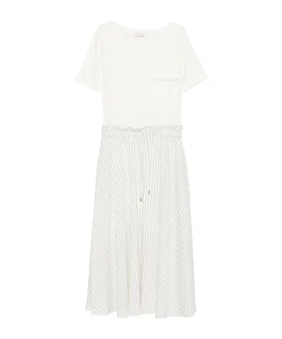 Liu •jo Liu Jo Elasticated Waistband Midi Dress In White