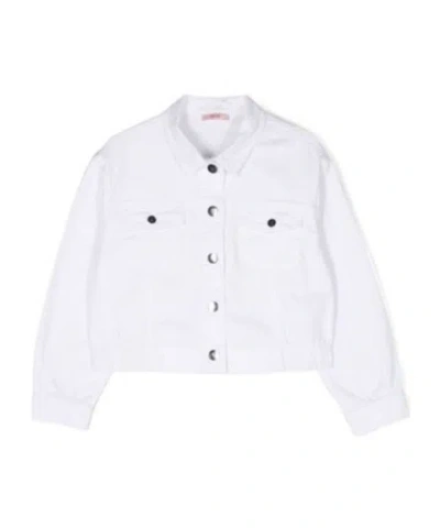 Liu •jo Elasticated-hem Denim Jacket In White