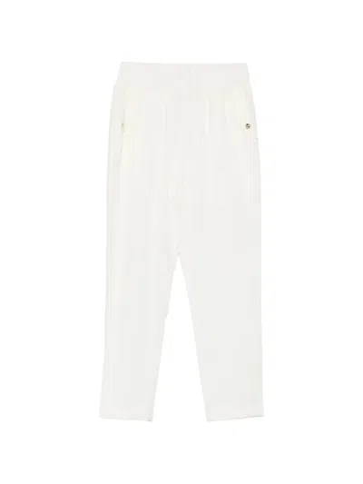 Liu •jo Elasticated-waistband Button-detail Trousers In Neutral