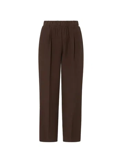 Liu •jo Elasticated-waistband Pressed-crease Trousers In Brown