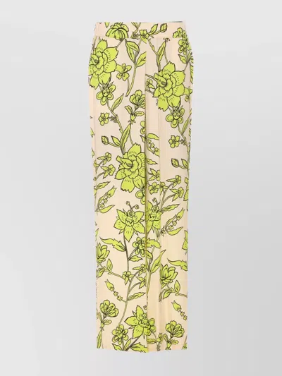 Liu •jo Elasticized Waist Floral Print Wide Leg Trousers In Multi