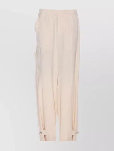 Liu •jo Elasticized Waist Relaxed Fit Trousers With Pockets In Beige