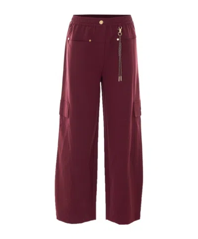 Liu •jo Elastic-waist Casual Trousers In Burgundy
