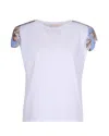 Liu •jo Liu Jo Floral-insert T-shirt In Bco/br.bl.wave Lily