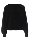 Liu •jo Liu Jo Cropped Sweater With Wide Neckline And Voluminous Sleeves In Black