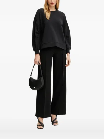 Liu •jo Embellished Balloon-sleeve Sweatshirt In Black