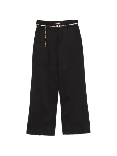 Liu •jo Embellished Belt Trousers In Black