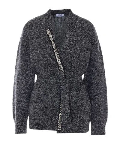 Liu •jo Liu Jo Embellished Belted Cardigan In Gray