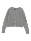 Liu •jo Embellished Button Cardigan In Gray