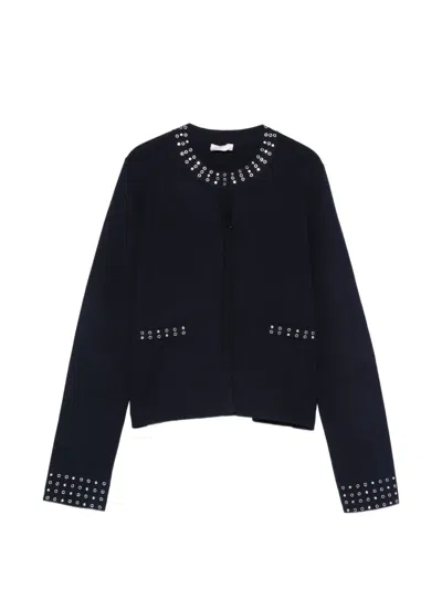 Liu •jo Embellished Cardigan In Blue