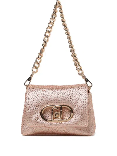 Liu •jo Pearl Logo Crossbody Bag With Embellished Design In Pink
