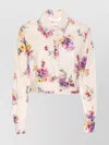 Liu •jo Embellished Collar Floral Pattern Crop Top