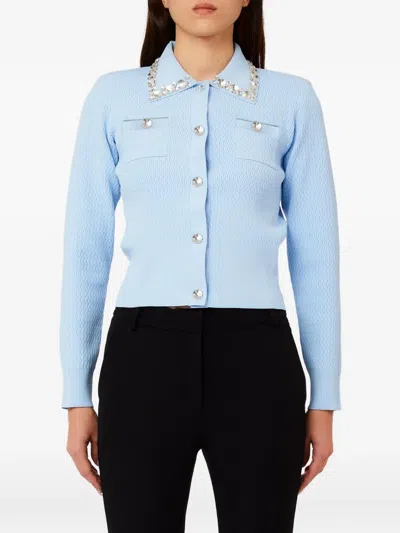 Liu •jo Embellished Collar Knitwear In Blue