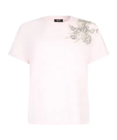 Liu •jo Liu Jo Embellished Crewnewck T-shirt In Pink