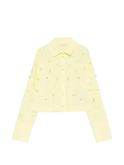 Liu •jo Embellished Cropped Shirt In Purple