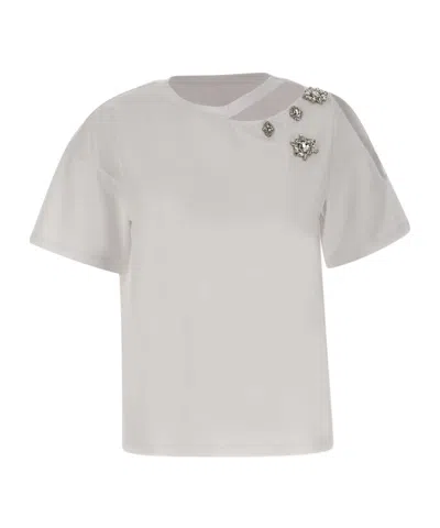 Liu •jo Liu Jo Embellished Cut Out Detailed T-shirt In White