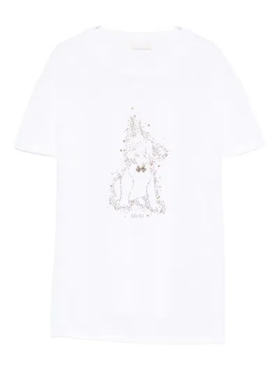 LIU •JO EMBELLISHED DOG MOTIF T-SHIRT