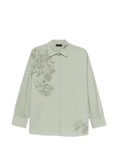 Liu •jo Embellished Floral Shirt In Green
