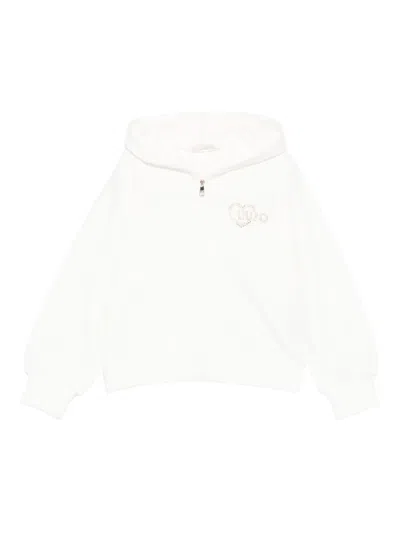 Liu •jo Kids' Embellished-logo Hoodie In White