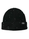 Liu •jo Embellished Logo-plaque Beanie In Black