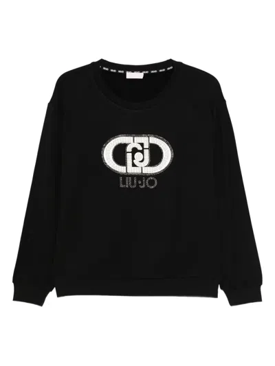 Liu •jo Embellished-logo Sweater In Black