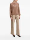 Liu •jo Embellished-logo Sweater In Brown