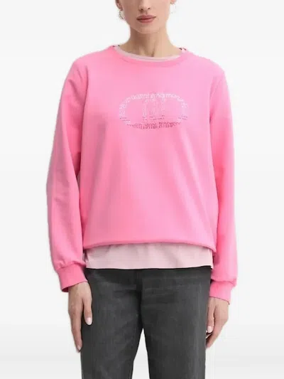 Liu •jo Embellished-logo Sweatshirt In Pink