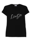 Liu •jo Embellished Logo T-shirt In Black