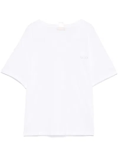 Liu •jo Embellished-logo T-shirt In White
