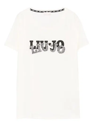 Liu •jo Crew Neck T-shirt With Logo In White