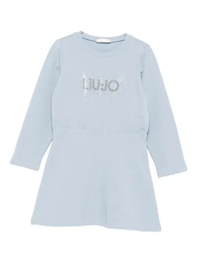 Liu •jo Kids' Embellished Long-sleeve Dress In Blue