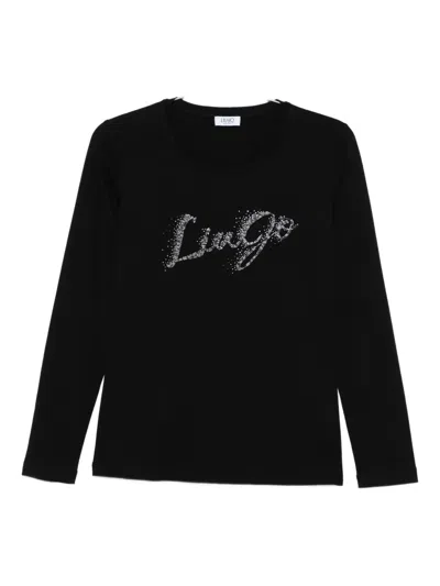 Liu •jo Embellished Long-sleeve Top In Black