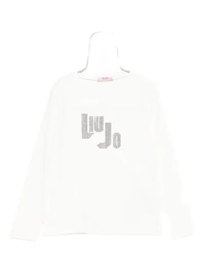 Liu •jo Embellished Long-sleeved T-shirt In White
