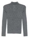 Liu •jo Embellished Mock-neck Wool Top In Gray
