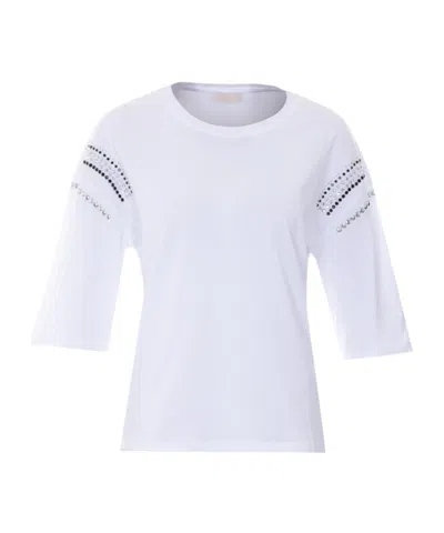Liu •jo Liu Jo Embellished Neckline T-shirt In White