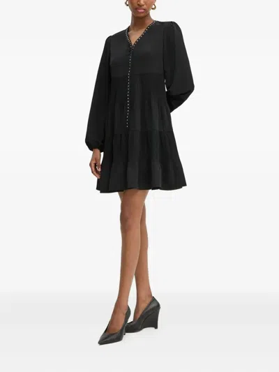 Liu •jo Embellished Pleated Mini Dress In Black
