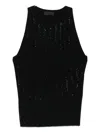 Liu •jo Embellished Ribbed Top In Black